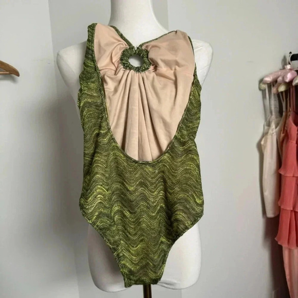 Zara Green Halter One-Piece Swimsuit - Picture 4 of 5